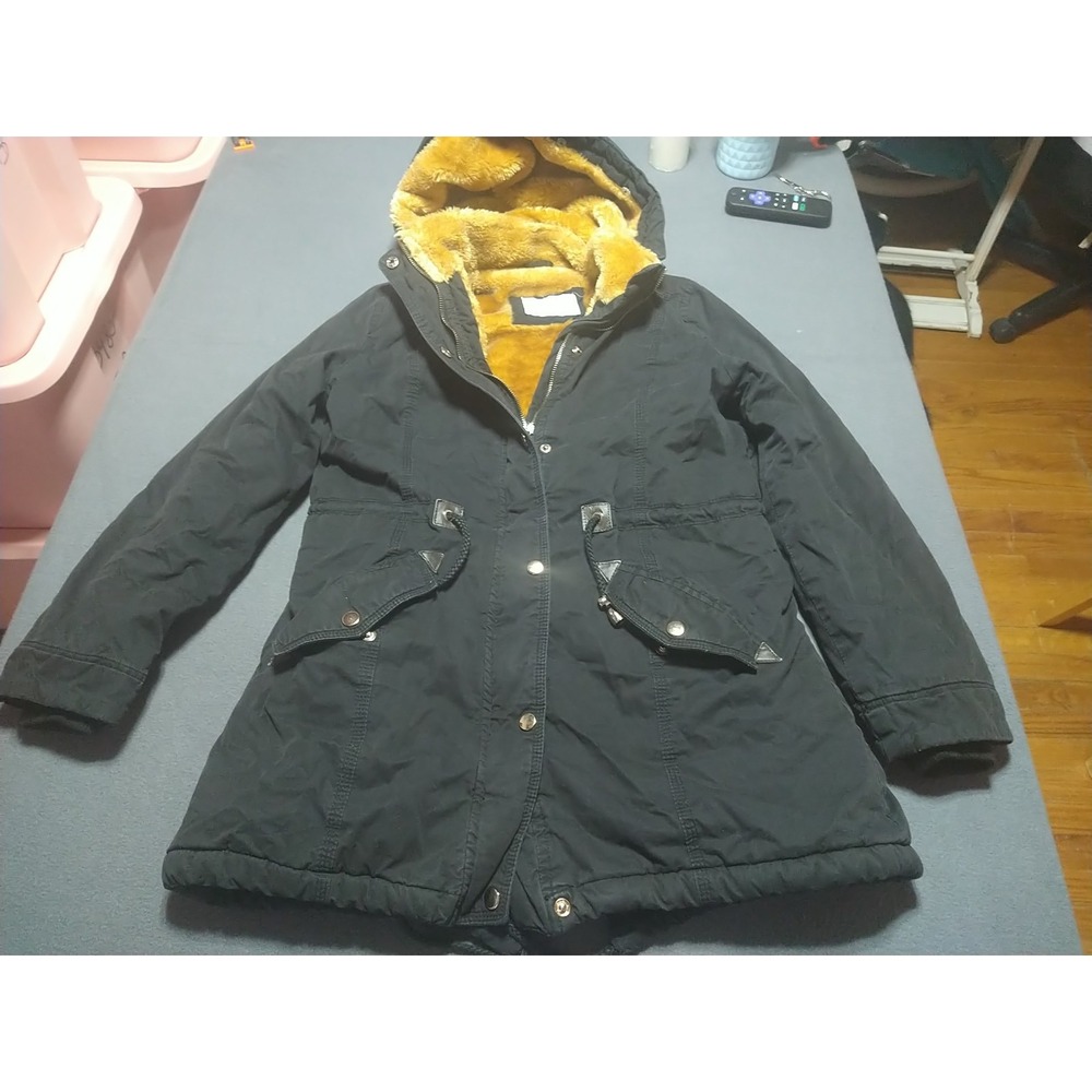 Y D New Collection Jacket Ladies M Black Faux Fur Lined Winter Full Zip Hiking